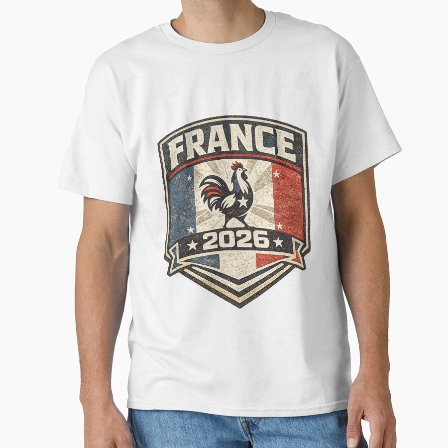 France 2026 Vintage Rooster Badge T-Shirt by ArthUpscale