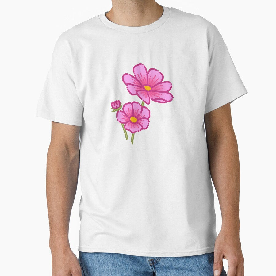Pink Flowers Simple Drawing by AveryZi