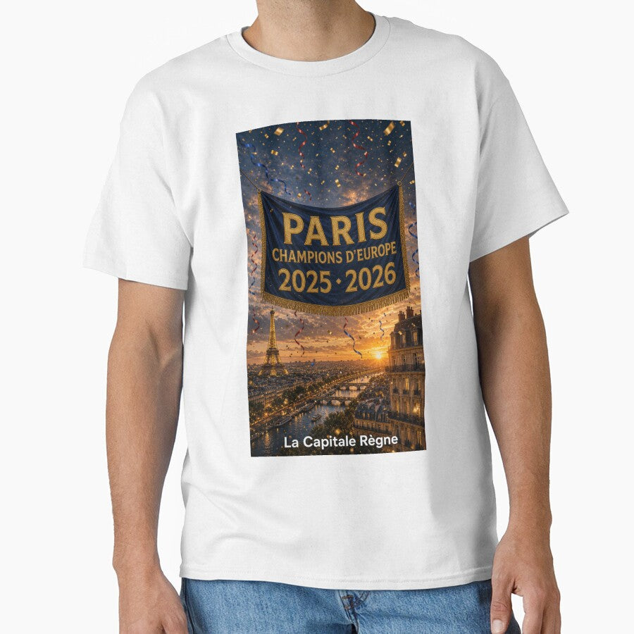 Paris Skyline Champions of Europe 2025 2026 Seine River Championship Banner by BrickByDream