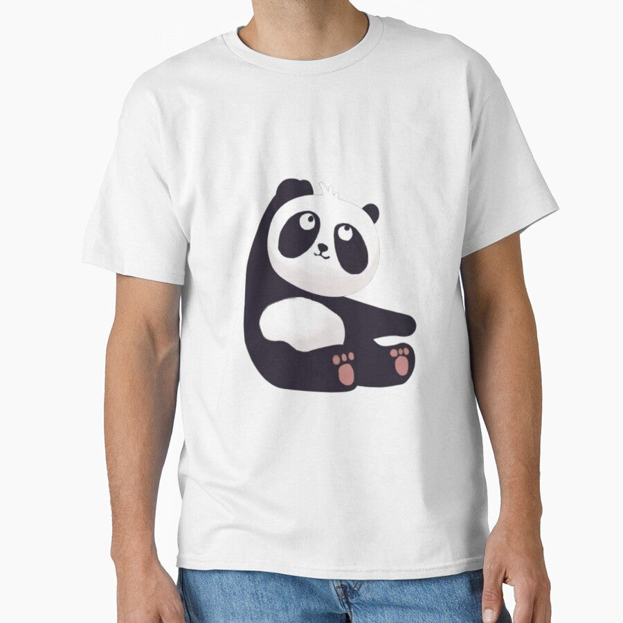 Soft Panda Gazing Up Textured Art | Kawaii Panda Aesthetic Gift for Her | Cute Panda Hoodie Tee by SOLIORA  ATELIER