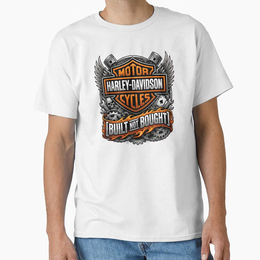 Harley Davidson Built Not Bought Vintage Custom Motorcycle Graphic by enzoade
