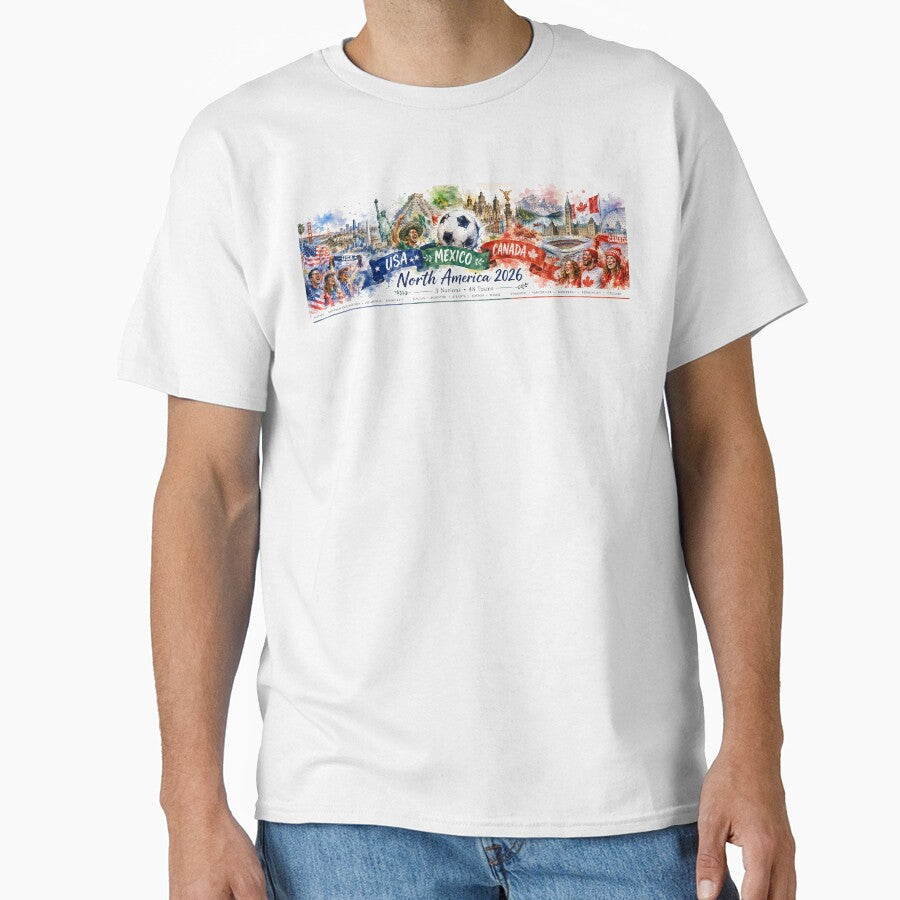 North America 2026 Soccer, Watercolor USA Mexico Canada Football Cup, Fan Gift for Soccer Lovers by emaga