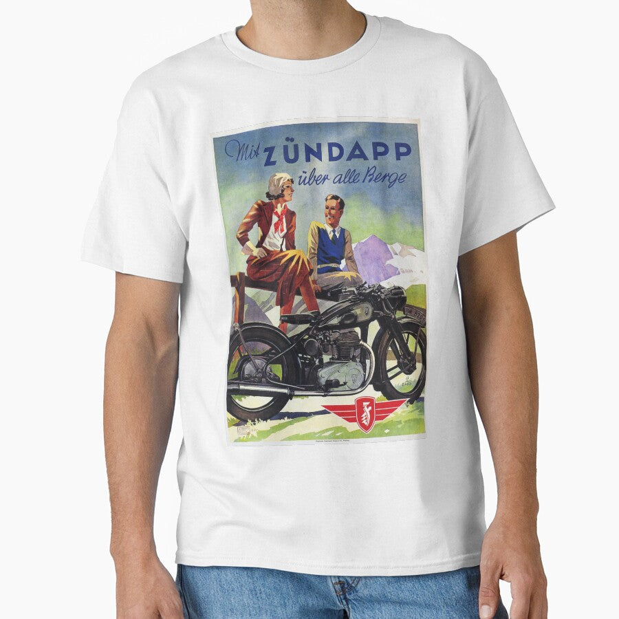 ZUNDAPP Motorcycle Over Mountains Advertisement Vintage German Cycles by retroposters