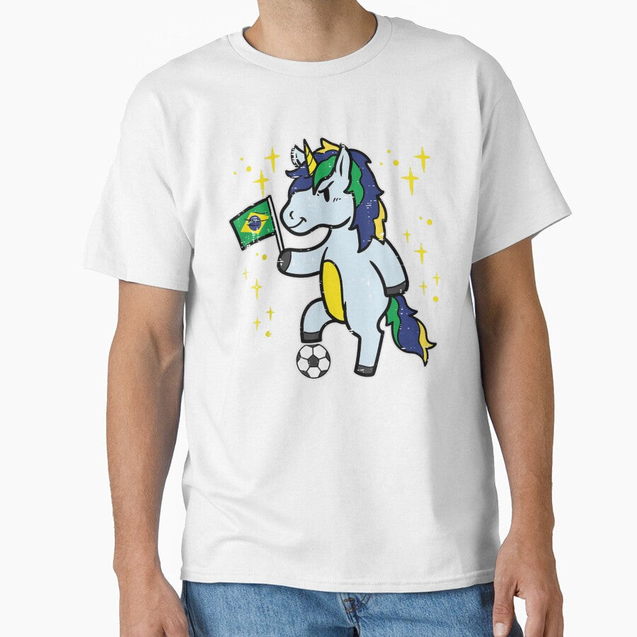 brazil flag unicorn football soccer fan women girls kids by ZackYanez