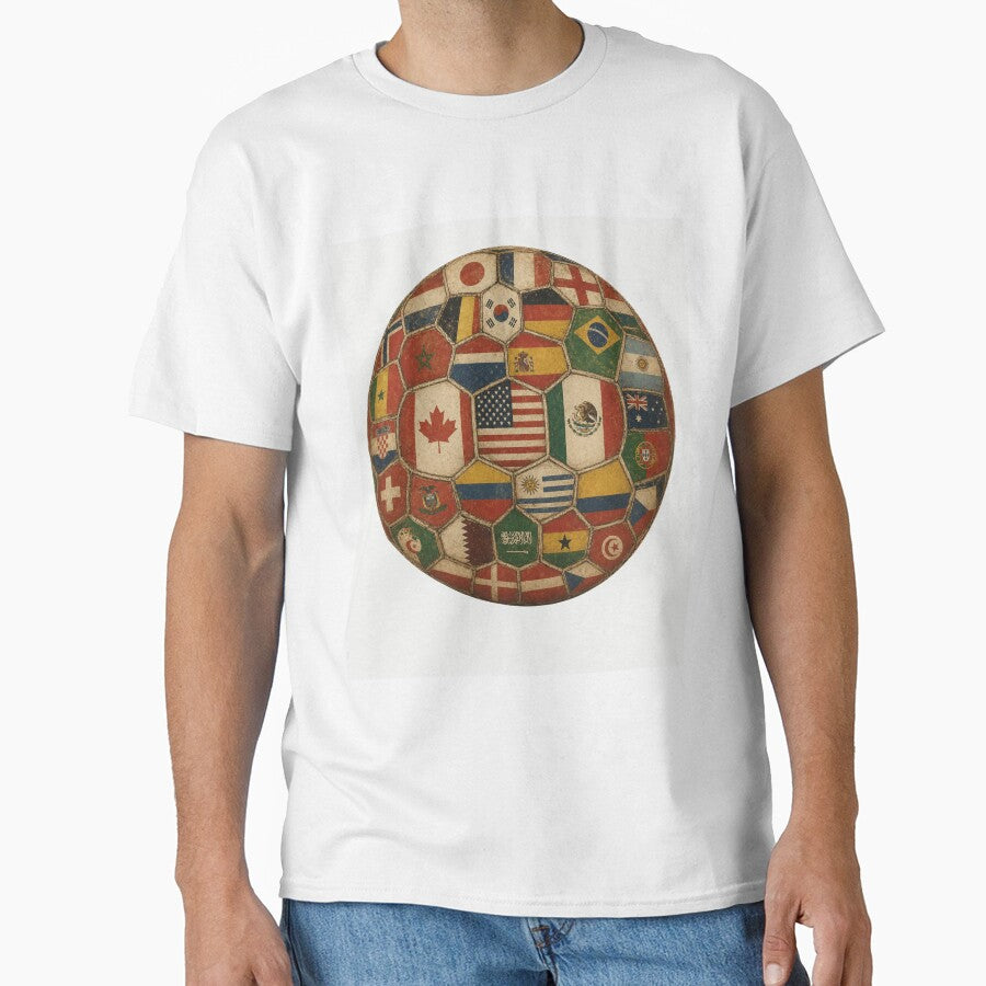 Vintage World Flags Soccer Ball,2026 International Football Graphic Gifts Tee by O'brahim