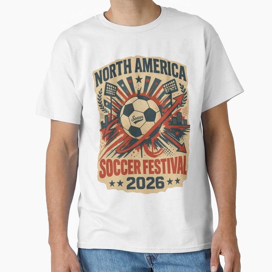 North America Soccer Festival 2026 Vintage Retro Sports Design by MeowTouch Art