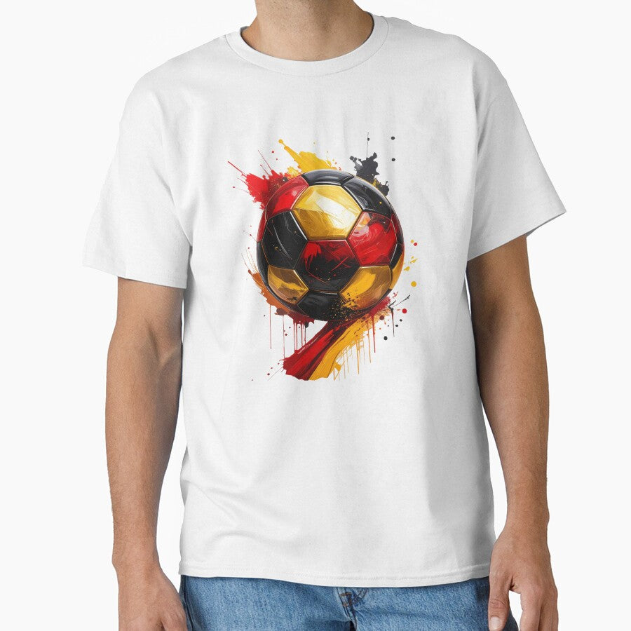 Football in black, red, and gold paint splatters, Germany by LiskoDesign