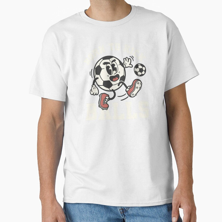 Born to Kick Balls - Retro Old Cartoon Soccer Ball Art by NemiMakeit