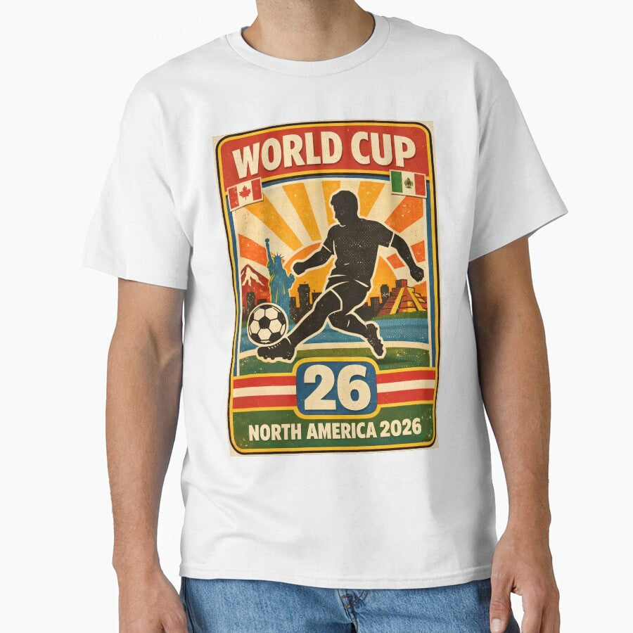 World Cup 26 North America – Retro 1970s Soccer Sticker Tee by WhisperFrame