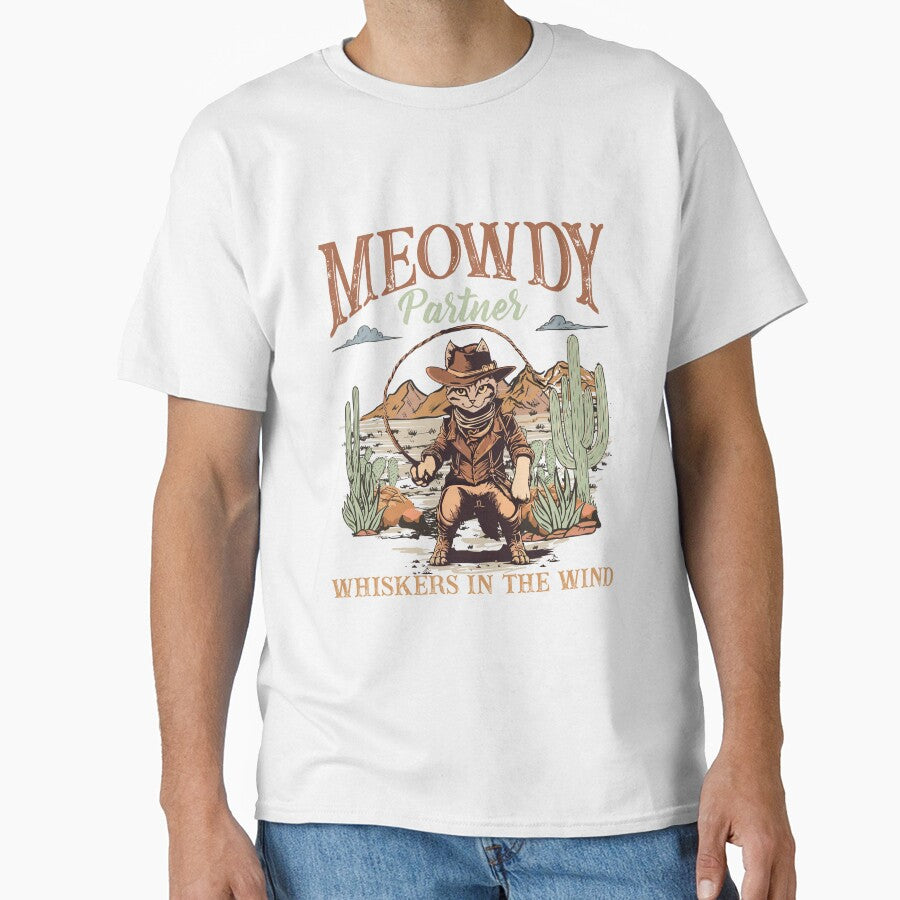 Meowdy Partner Whiskers In The Wind Shirt Cowboy Cat For Men, For Women, Vintage Cowboy Gift by NotOnYourChance