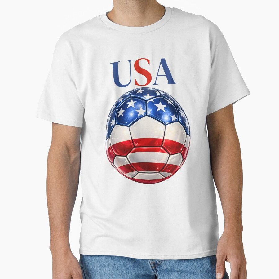 USA Soccer Ball Red White Blue Football Design Patriotic Sports Gift by ArtSpark Studio