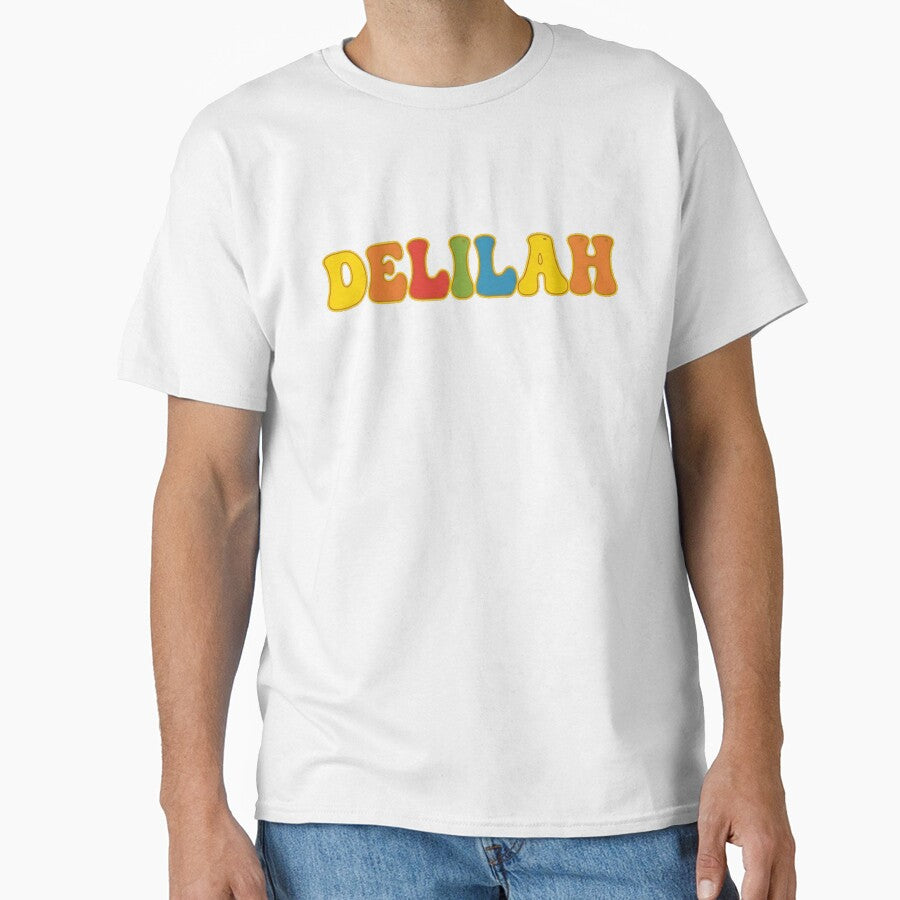 ❤️ Delilah Personalized Name Wavy Retro Shirt, Coffee Mug, Sticker Gift by HelixPedia