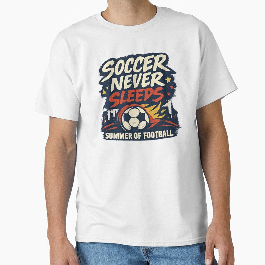 Soccer Never Sleeps Summer of Football Vintage Soccer Fan Tee by NeO² Studio
