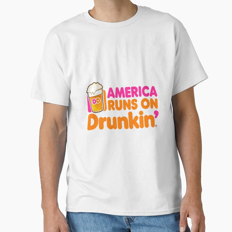 America Runs on Drunkin Funny Sarcastic Joke Graphic Novelty Premium Tri-Blend by DorisSPipkin