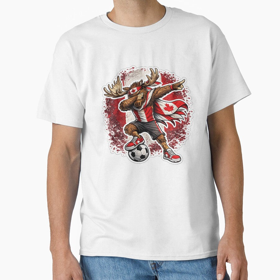 Dabbing moose Soccer Vintage Canada Flag by QuiteOrbit