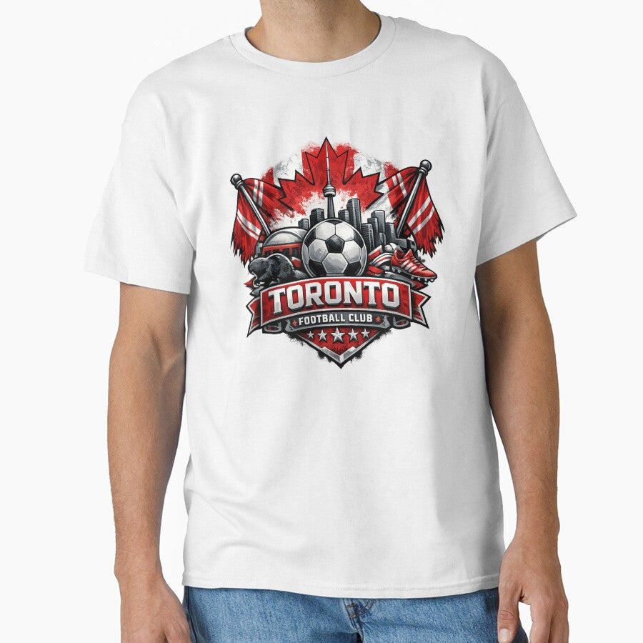 Toronto Soccer Design Canada Football Graphic Shirt Maple Leaf Toronto Skyline Fan Art Sports Tee Gift for Soccer Fans by GarnerSupplyCo