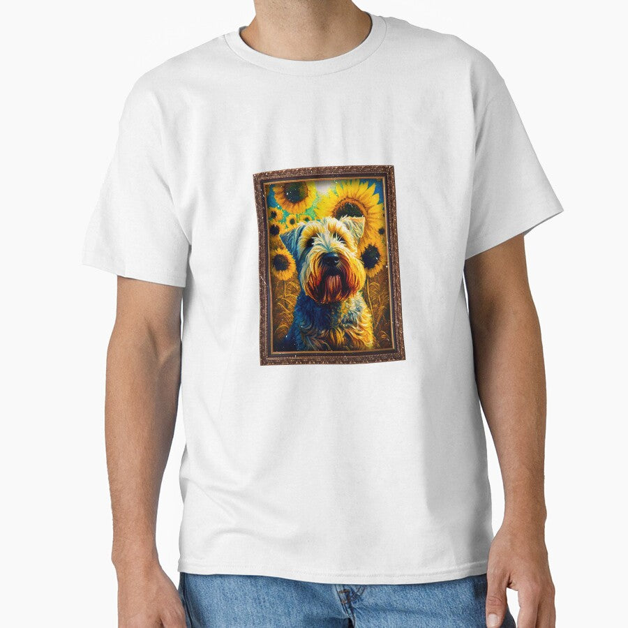 Soft Coated Wheaten Terrier Sunflower Painting Adorable Dog by rafaeltto