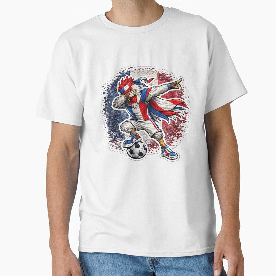Dabbing rooster Soccer Vintage France Flag by QuiteOrbit