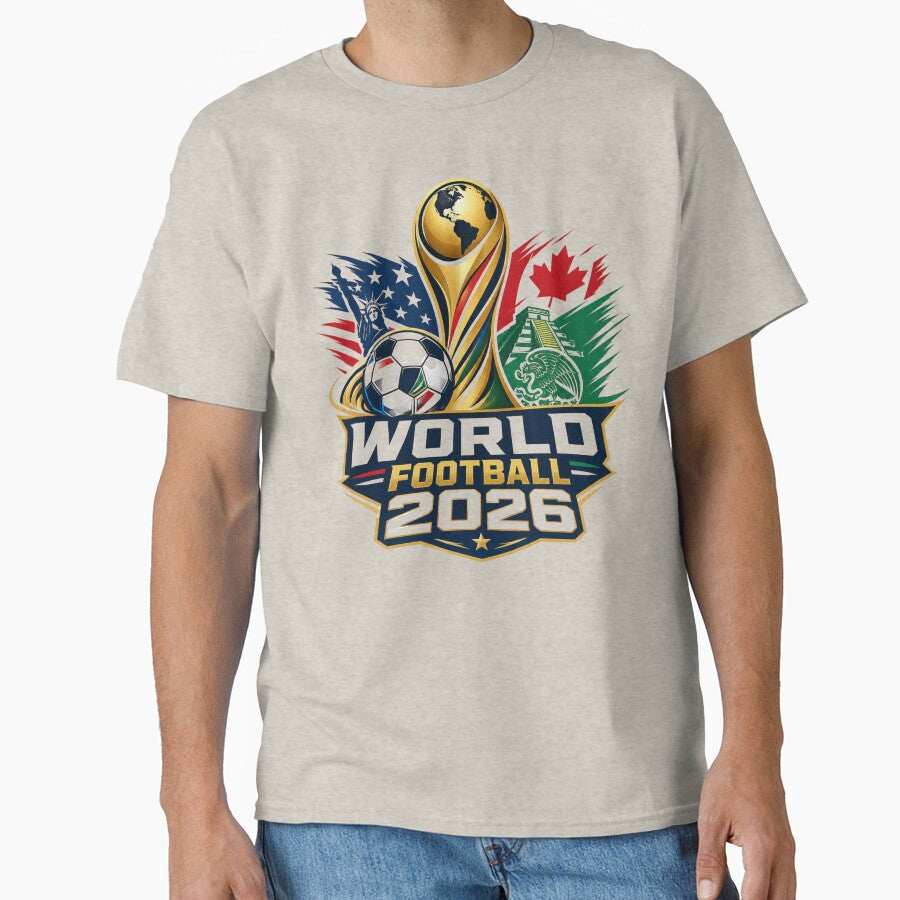 World Football 2026 Championship Emblem – USA Canada Mexico Soccer T-Shirt Design by TETHER007