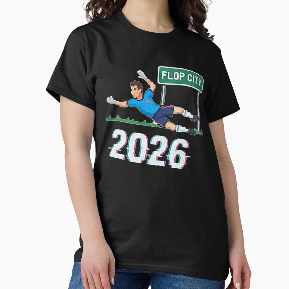 Funny Pixel Art Soccer Flop City 2026 Retro Goalkeeper Humor Graphic by AdyKurniawan