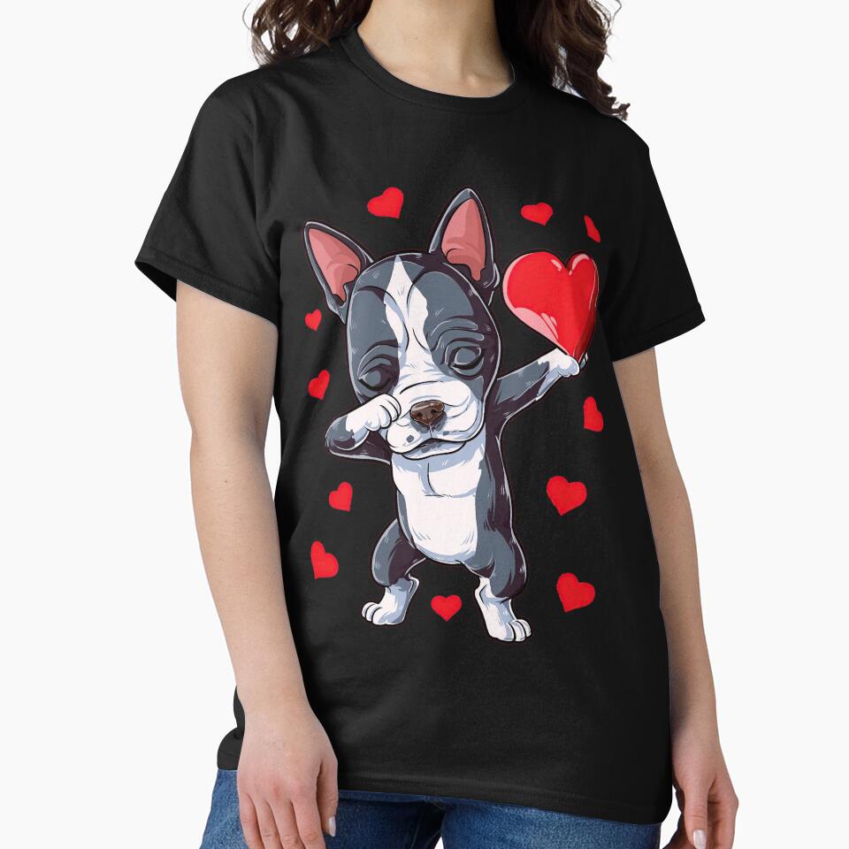Dabbing Boxer Valentines Day T shirt for Boys Girls Kids Women Men Dab Dance Dog Tee by zedbubblez