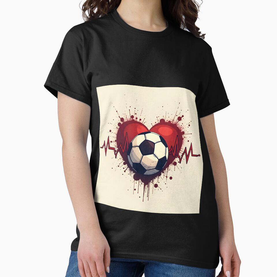 Heartbeat of a Football Fan Soccer Lover T-Shirt Design by MilaPrintify