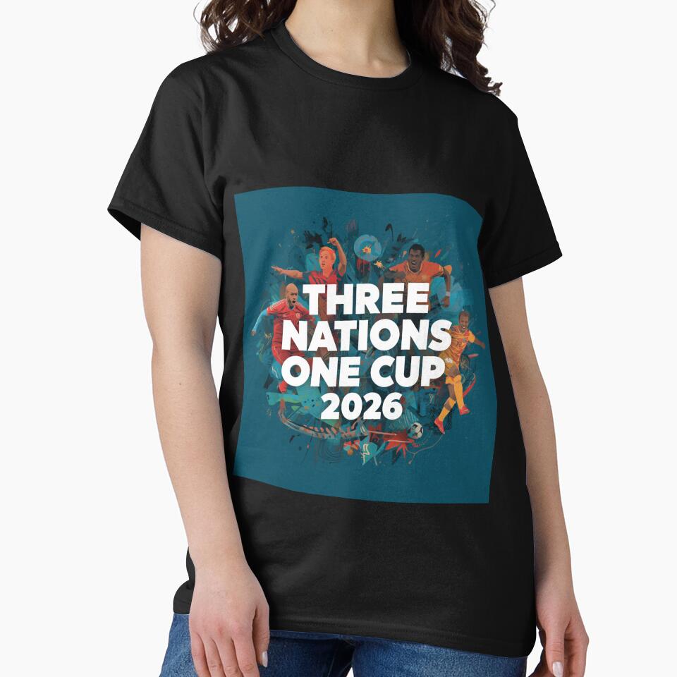 Three Nations One Cup 2026 — USA Canada Mexico World Cup Fan t-shirt by PitchPixel