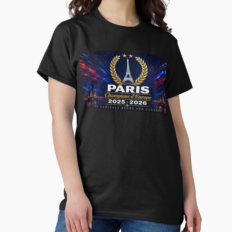 Paris Champions of Europe 2025 2026 Eiffel Tower Night Two Gold Stars by BrickByDream