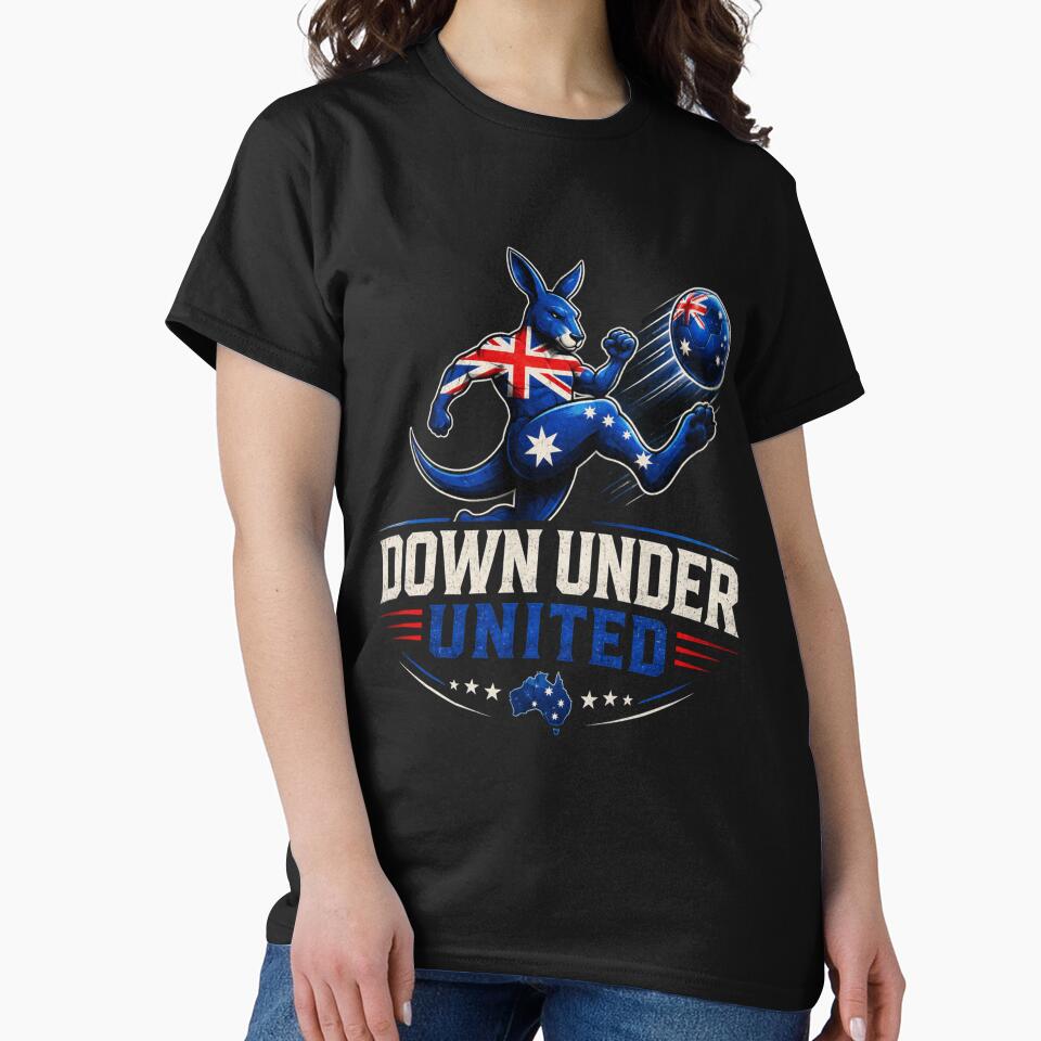 Down Under United Australia Soccer Kangaroo Shirt | Australian Football Fan Merch by Prime legend