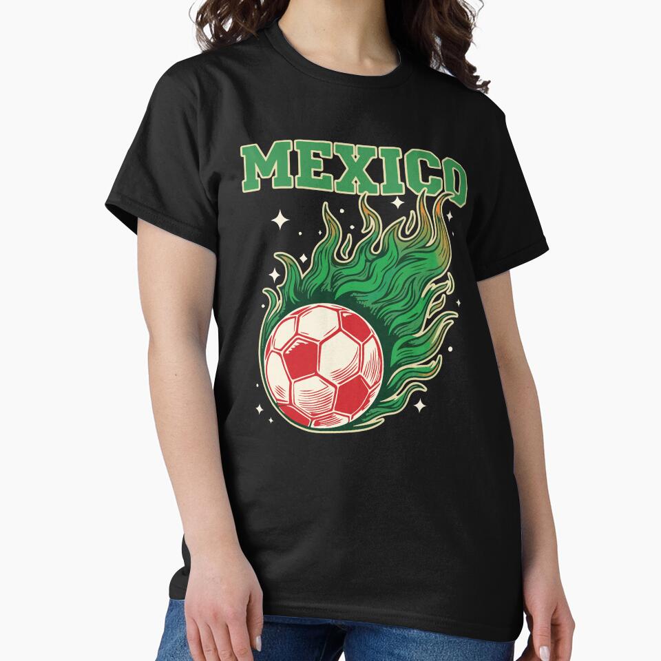 Mexico Soccer Flaming Ball Retro Football Fan Art by BrownHorse90s