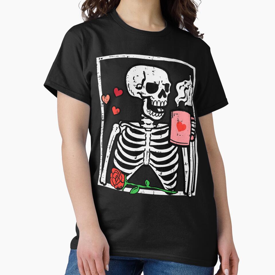 Anti Valentines Day Skeleton Coffee Funny Men Women Kids by RobertKnow