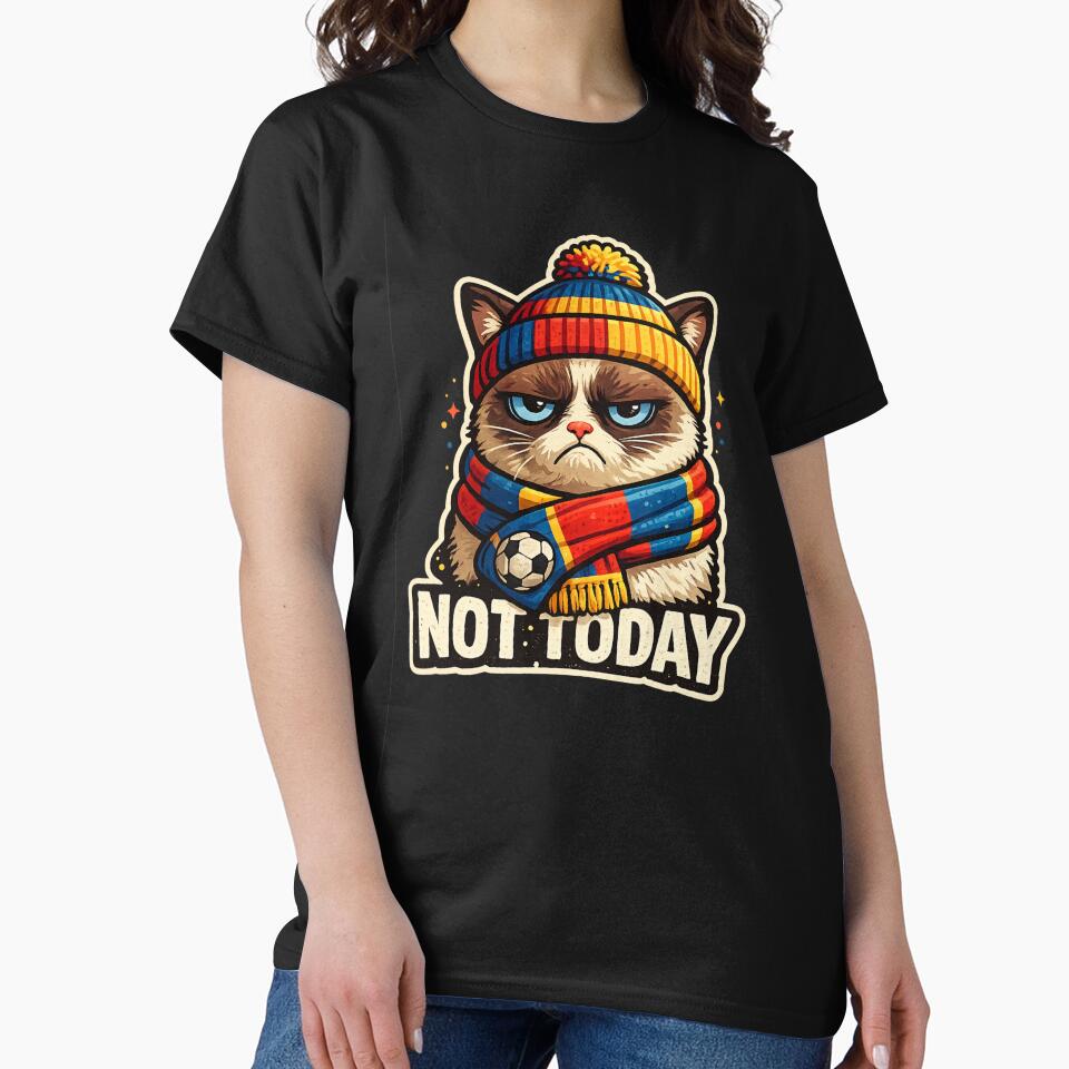 Not Today Grumpy Cat Soccer Scarf Hat – Funny Football Fan Humor Art | Soccer Cat Gift by irfanshikh