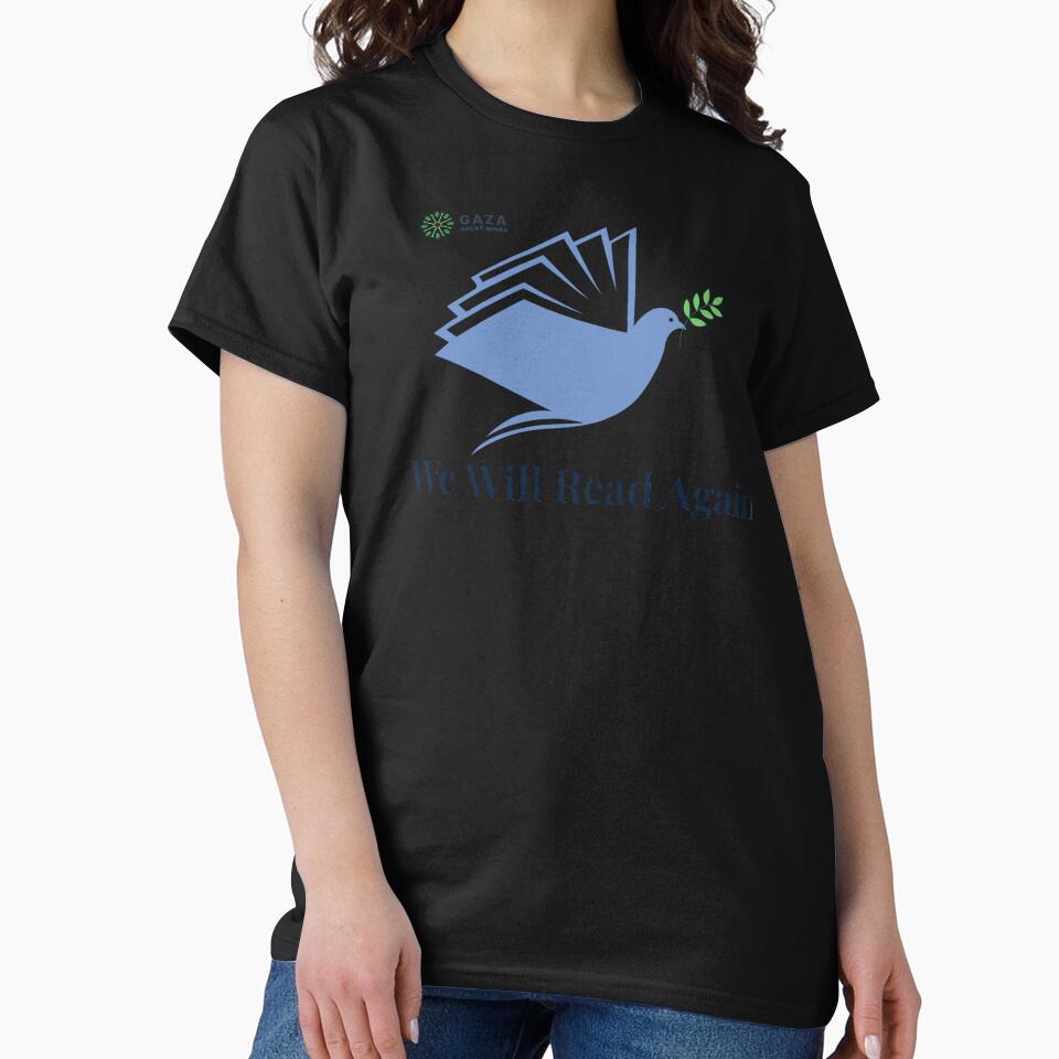 Dove Book Peace, We Will Read Again, Light Blue - Gaza Great Minds Logo, UL by Gaza Great Minds