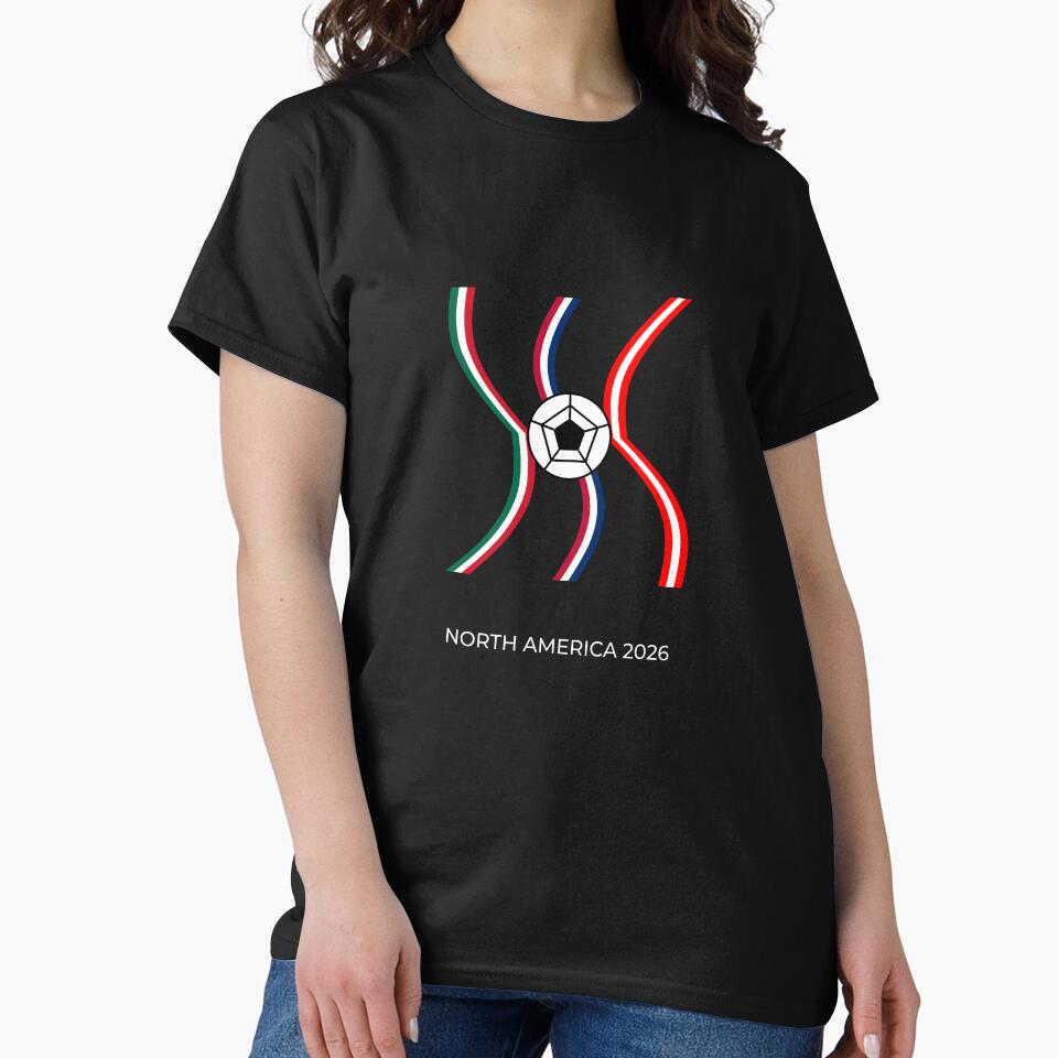 North America 2026 USA Canada Mexico World Cup Flag T-Shirt by Urban Edge Designs