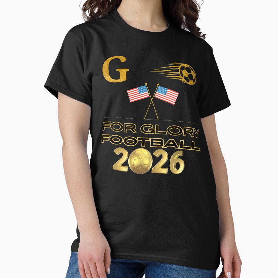 For Glory Football 2026 USA Gold Soccer Fan Design American Flag Sports Tournament Shirt by Art IN Pack