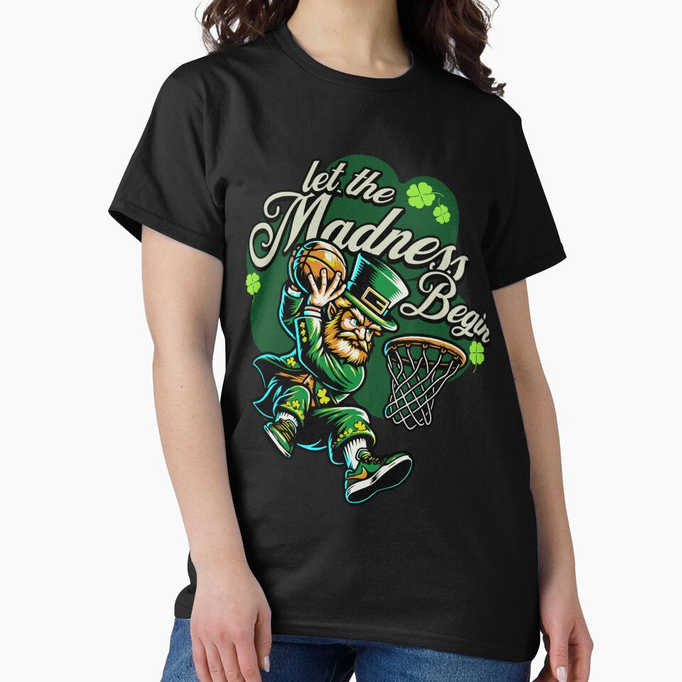 Let The Madness Begin Basketball St Patricks Day Gnome Shirt by MotivaChic