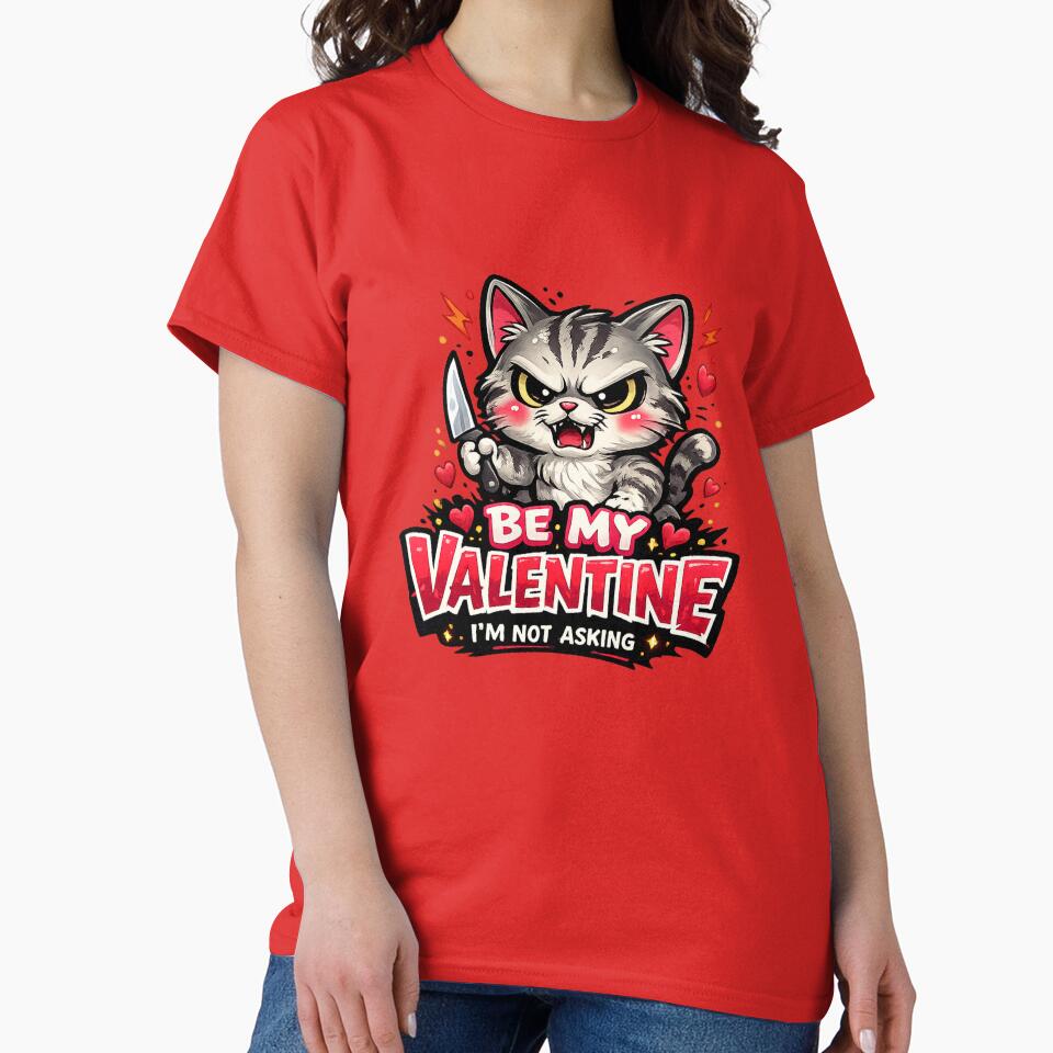 Be My Valentine – Funny Angry Cat Valentine Cartoon by JerryBahama