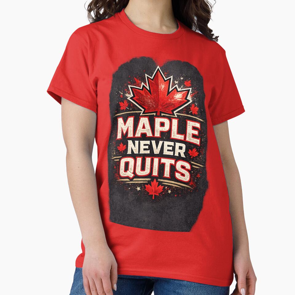 Maple Never Quits – Canada Soccer Fan Typography | Northern Football Spirit Design by DZ Vibe Studio