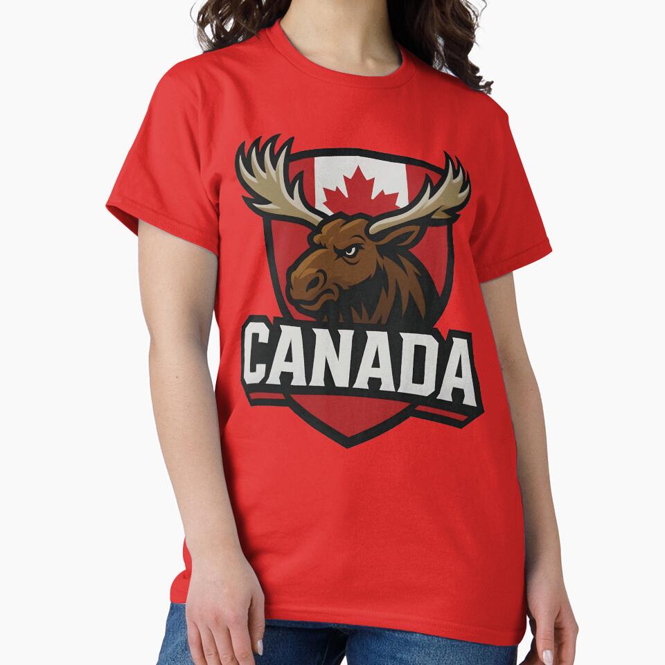 Canada Moose Sports Logo T-Shirt – Canadian Flag Maple Leaf Emblem | 2026 World Cup Supporter by legendaryskins