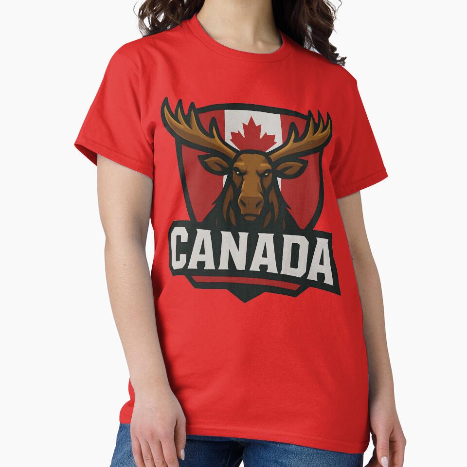 Canada Moose Sports T-Shirt | Canadian Flag Maple Leaf Emblem Tee | World Cup 2026 Fan by legendaryskins