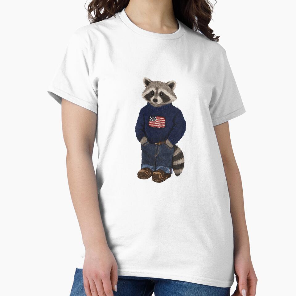Cute Preppy Raccoon - USA Flag by theherbariumofspells