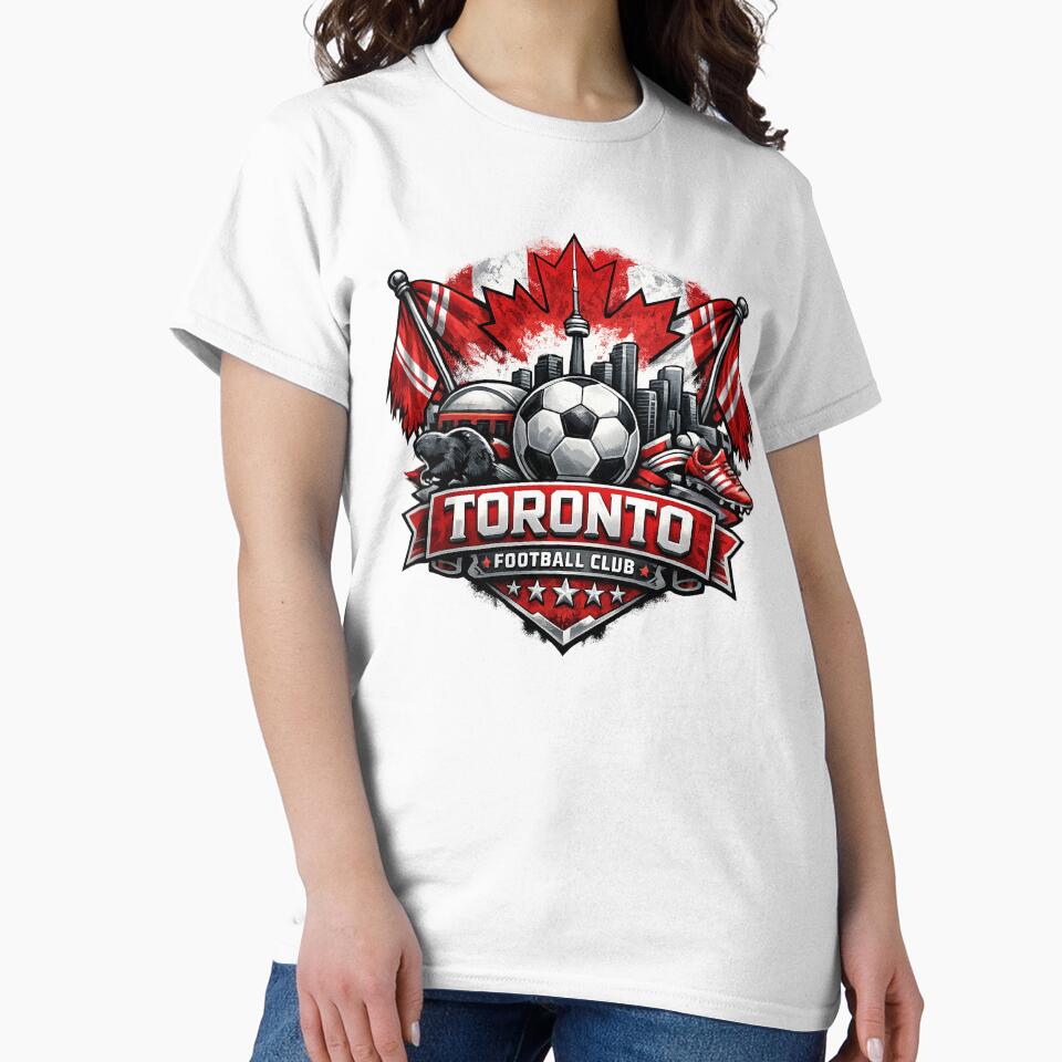 Toronto Soccer Design Canada Football Graphic Shirt Maple Leaf Toronto Skyline Fan Art Sports Tee Gift for Soccer Fans by GarnerSupplyCo