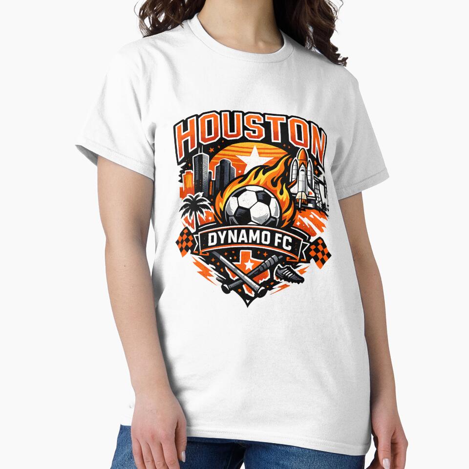 Houston Soccer Design Texas Football Skyline Space Rocket Sports Fan Shirt Houston Texas Graphic Soccer Gift by GarnerSupplyCo