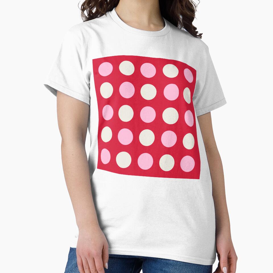 COTTON CANDY PINK, CREAM and RED Symmetrical POLKA DOTS by RachelMacht