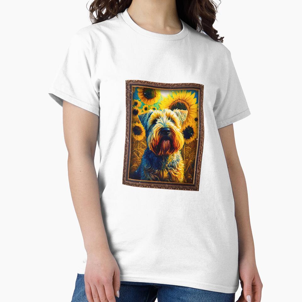 Soft Coated Wheaten Terrier Sunflower Painting Adorable Dog by rafaeltto
