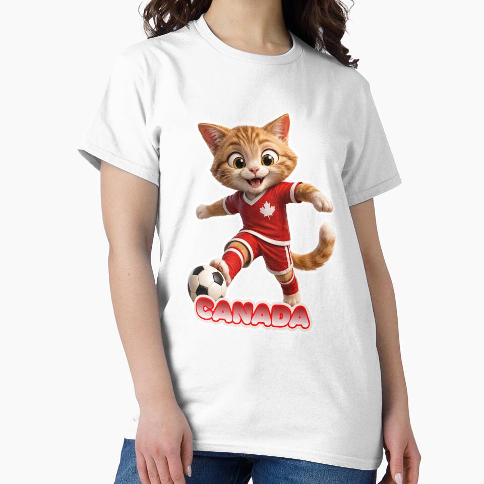 Sticker - Decal - Canada Soccer Cat: Playful National Spirit by ForeverPrintsOK