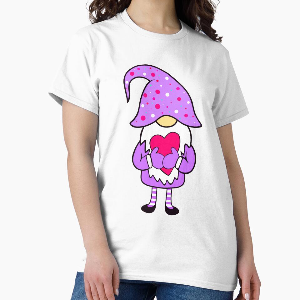 Funny Valentines Day Gnome Holding A Pink Heart by Sartoris Art