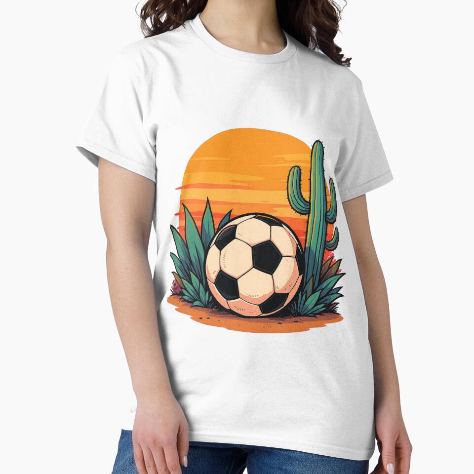 Soccer Ball in Desert - Agave & Cactus  Art by HappySproutArt
