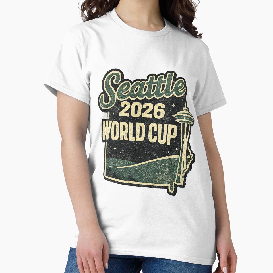 Seattle 2026 World Cup – Retro Space Needle Vintage Soccer Fan T-Shirt by ArthUpscale