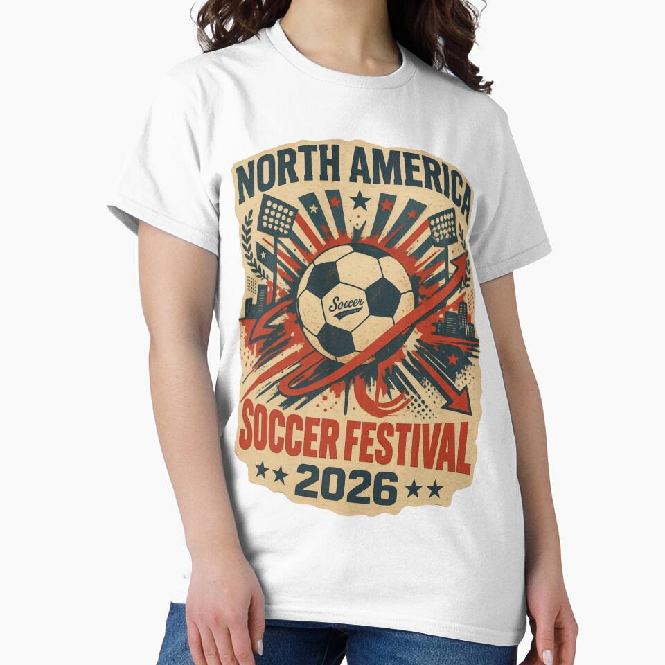 North America Soccer Festival 2026 Vintage Retro Sports Design by MeowTouch Art